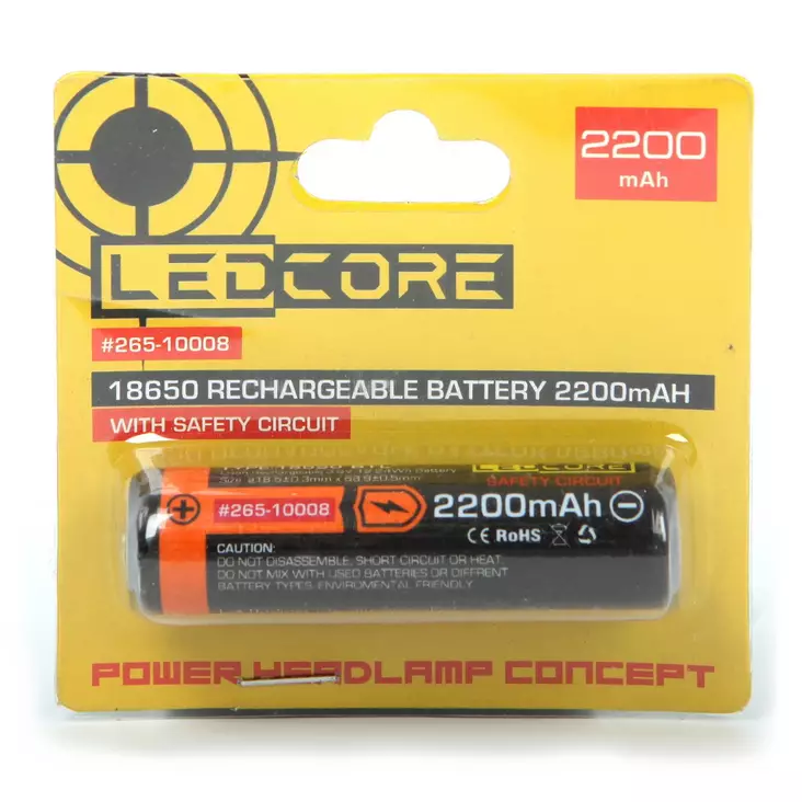 Ledcore akku 2200mAh ylilataussuojalla - Lommelykter og hodelykter - 6438212056760 - 1