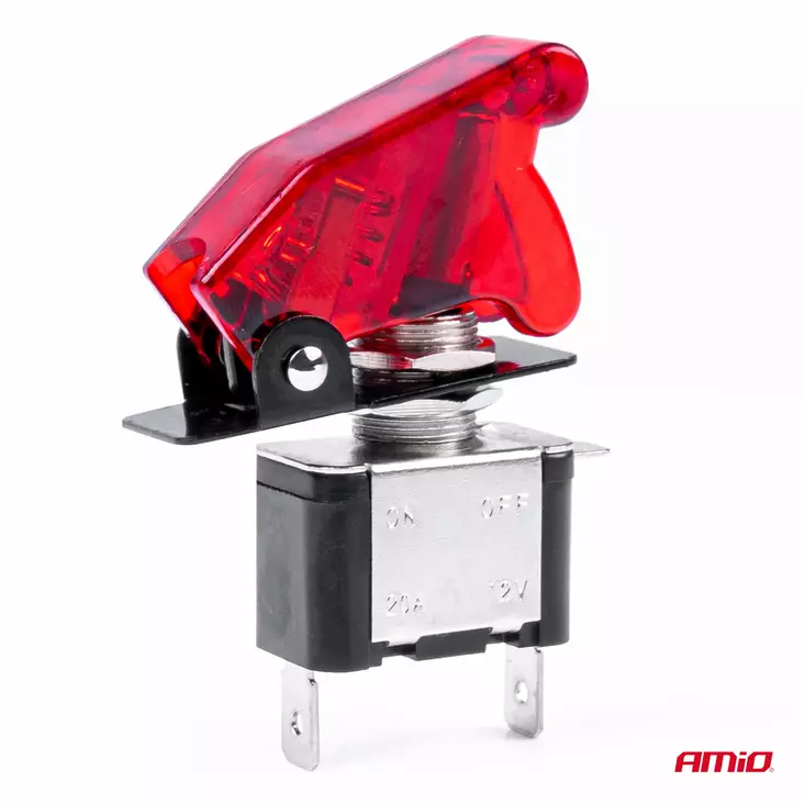 Vipukytkin suojakannella punainen - Auton liittimet ja sähköjohdot - 5903293030950 - 1