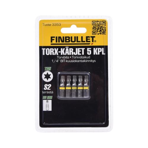 Kärkisarja torx T-25 5kpl - Ruuvauskärjet ja pidikkeet - 6438152033531 - 1