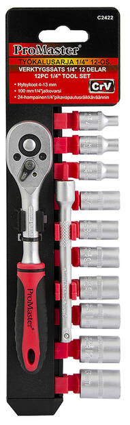 Verktøysett 1/4" 12-deler - Pipesett - 6420286824222 - 1