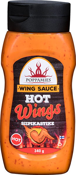 Poppamies Wing Sauce Hot 340g - Kastikkeet ja öljyt - 6430034018162 - 1