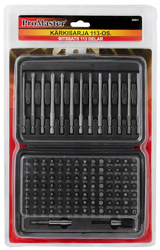 Bitssett 113-deler - Skrutrekkerspisser og holdere - 6420286893112 - 1