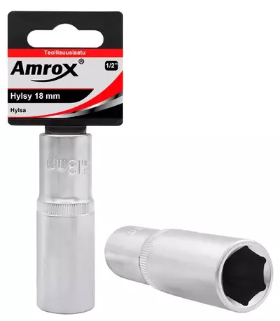 Hylsy pitkä 1/2" 22 mm Amrox - Hylsyt - 6420286909332 - 1