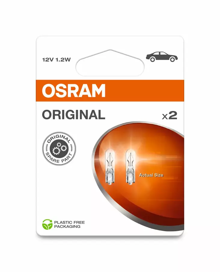 Osram Autolamppu 12V 1,2W pari - Bilpærer - 4062172395762 - 1