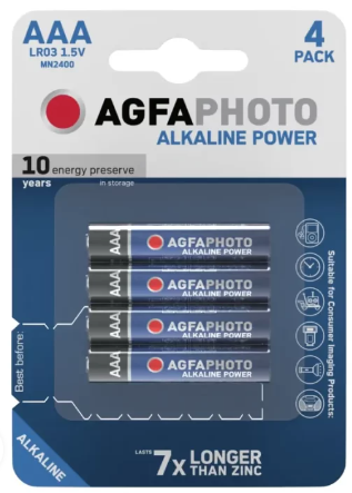 Agfa alkaliparisto AAA 4kpl - Paristot - 4250175802923 - 1