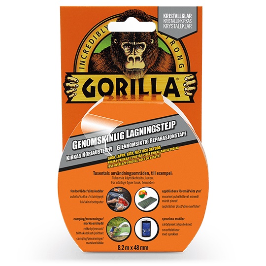 Gorilla Tape Klar 8m x 48mm - Lim og teip - 5704947004323 - 1