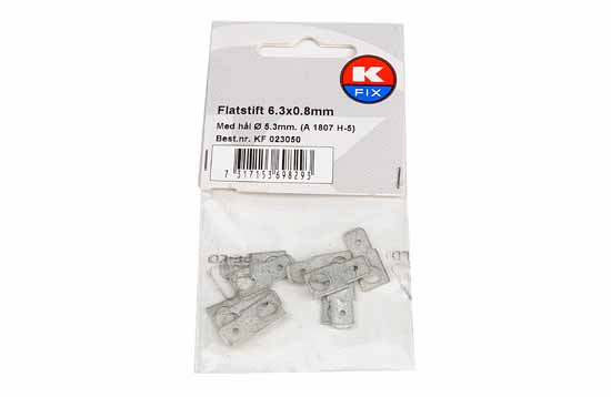 Flatstift 6.3x0.8mm, festing M5 - Bilkontakter og elektriske ledninger - 7317153698293 - 1