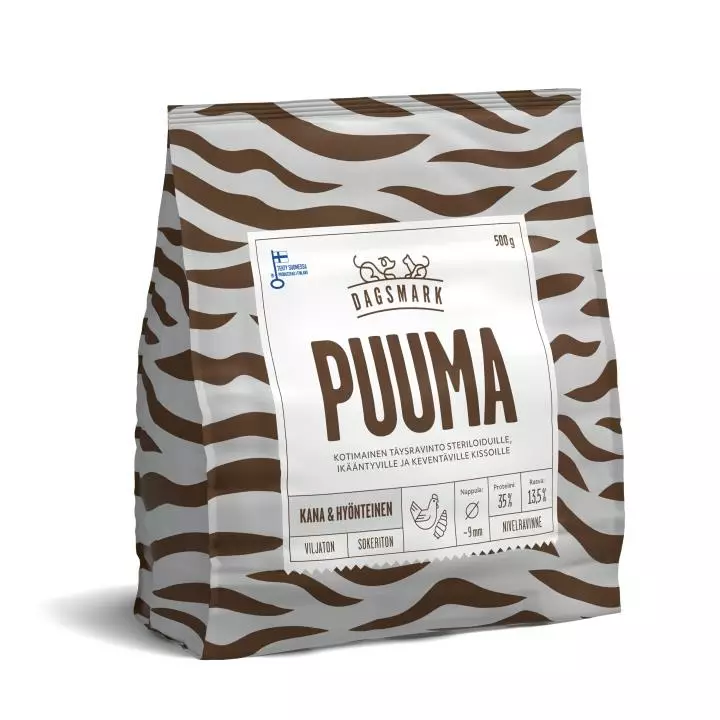 Kissan kuivaruoka 500g Dagsmark PUUMA viljaton kana-hyönteinen steriloidut & seniori kissat - Tørrfôr til hund - 6430066384693 - 1