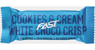 Proteinpannekake Fast Rox Cookies & Cream Hvit Choco Crisp 55g - Protein- og energibarer - 6430056283074 - 1