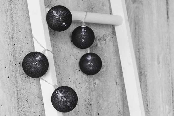 Finnlumor Puuvillapallot Musta 10led 6cm Muuntajalla - Sisävalosarjat - 6410412858894 - 1