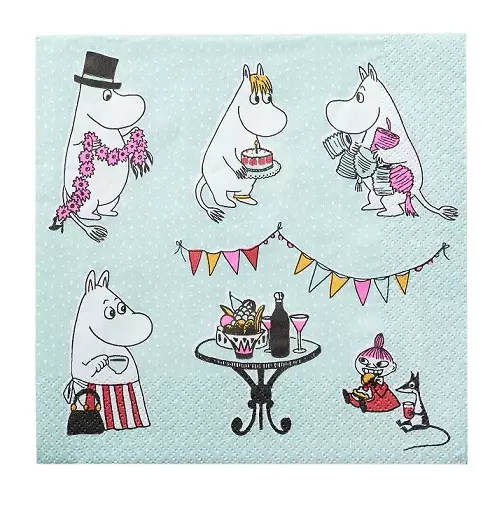 Moomin lautasliina Kestit minttu - Kertakäyttökattaus - 6411630303364 - 1