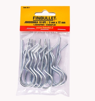 Fjær sokk 3x72mm 10stk - Tilhengerlåser - 6438152035115 - 1