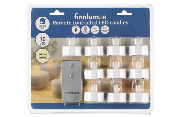 Led kynttilä kauko-ohjattava 10kpl - Julelys og sesonglys - 6410413305915 - 1