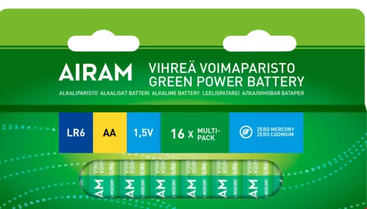 Airam Vihreä Voimaparisto AA 1,5V - Paristot - 6435200301345 - 1