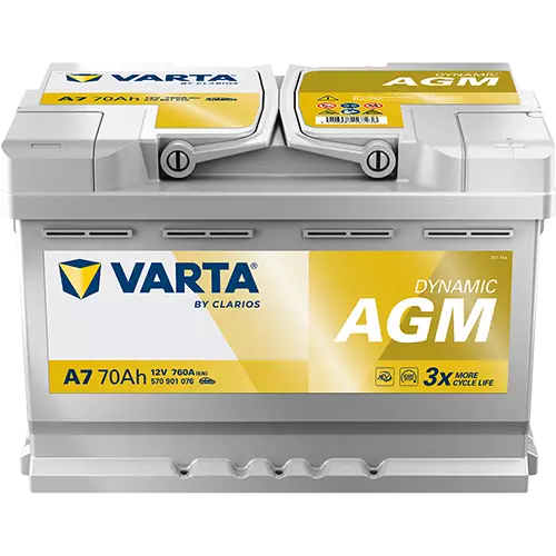 Käynnistysakku AGM 70Ah Varta A7 - Bilbatterier - 4016987167236 - 1