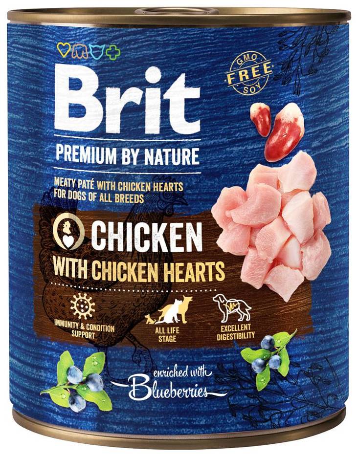 Koiran lihapatee Brit Premium by Nature Chicken with Hearts - Koiran einesruoka - 8595602561797 - 1