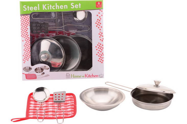 Teräskattila-setti leikkeihin 6-osainen - Lasten roolileikkilelut - 8711866275267 - 1