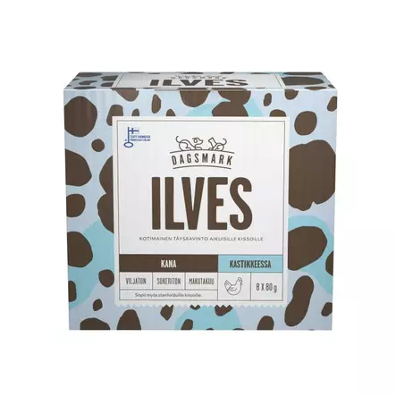 Kissan märkäruoka 8x80g pusseja Dagsmark ILVES kanaa kastikkeessa - Våtfôr til katt - 6430066383368 - 1