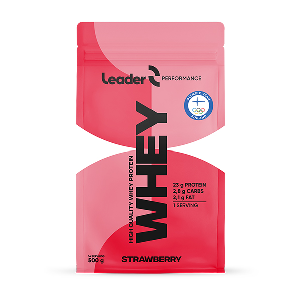 Leader Whey Jordbær Whey proteinpulver - Proteinpulver - 6430067846718 - 1