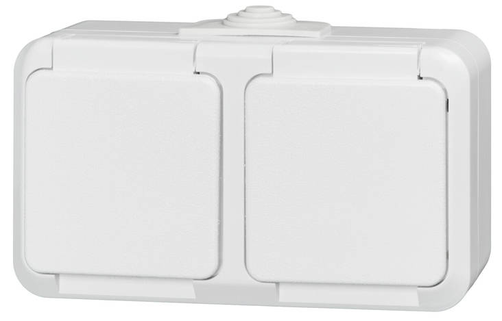 Stikkontakt 2-gangs IP44 - Elektriske bokser - 6435200204448 - 1