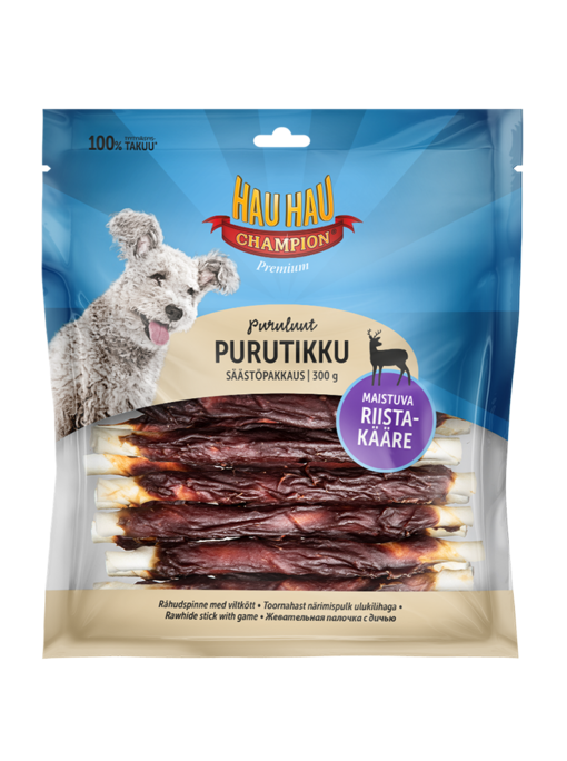 Riistapurutikku koiralle 13 cm, 100g Hau Hau Champion - Koiran puruluut - 6430069589958 - 1