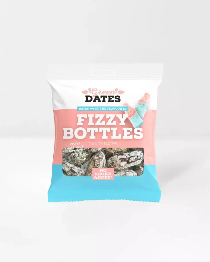 Karkkitaatelit Candy Dates Fizzy Bottles 90g - Pähkinät ja luonnonmakeiset - 5708147009638 - 1