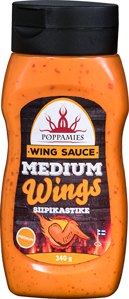 Poppamies Wing Sauce Medium 340g - Kastikkeet ja öljyt - 6430034018179 - 1