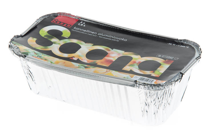 Saana alumiinivuoka 1,5 Litraa 3kpl - Kertakäyttökattaus - 6410412596239 - 1